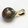 Australian Boulder Opal Matrix and Diamond  Gold Pendant Code -GPJJ0A