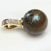 Australian Boulder Opal Matrix and Diamond  Gold Pendant Code -GPJJ0A