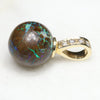 Australian Boulder Opal Matrix and Diamond  Gold Pendant Code -GPJJ0A