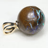 Australian Boulder Opal Matrix and Diamond  Gold Pendant Code -GB3