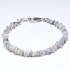 Natural Australian Opal Silver Bracelet 14.5cm-16cm Code AWB04