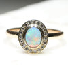 Natural Australian Crystal  Opal and Diamond  Gold Ring Size 7.5 Code -RL19