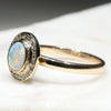 Natural Australian Crystal  Opal and Diamond  Gold Ring Size 7.5 Code -RL19