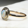 Natural Australian Crystal  Opal and Diamond  Gold Ring Size 7.5 Code -RL19
