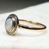 Natural Australian Crystal  Opal and Diamond  Gold Ring Size 7.5 Code -RL19