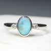 Opal and Diamond Silver Ring