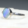 Australian Solid Boulder Opal and Diamond Silver Ring - Size 6.25 Code - SRD90