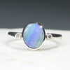 Silver Boulder Opal Ring With Diamonds