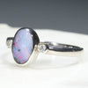 Australian Solid Boulder Opal and Diamond Silver Ring - Size 8 Code - SDR44