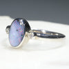 Solid Australian Opal and Diamond Silver Ring