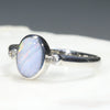Natural Opal and Diamond silver Ring
