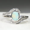 Opal and Diamond Silver Ring