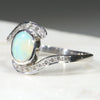 Natural Australian Boulder Opal and Diamond Silver Ring