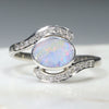 Silver Opal and Diamond Ring