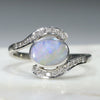 Natural Australian Solid Boulder Opal and Diamond ring
