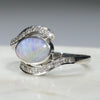 Australian Solid Boulder Opal and Diamond Silver Ring - Size 8.25 Code - SRDJ02
