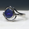 Deep Blue Silver Opal Ring Side View