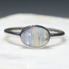 Natural Australian Boulder Opal Silver Ring