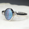 Sterling Silver - Solid Boulder Opal - Natural Diamonds