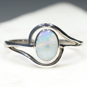 Natural Australian Boulder Opal Silver Ring