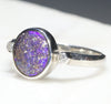 Australian Solid Boulder Opal and Diamond Silver Ring - Size 6.25 Code - SRD42