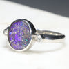 Australian Solid Boulder Opal and Diamond Silver Ring - Size 6.25 Code - SRD42
