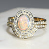 Natural Australian Solid Opal & Diamond Gold Engagement and Wedding Ring Set-  Size 7 Code- RL8