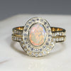 Natural Australian Solid Opal & Diamond Gold Engagement and Wedding Ring Set-  Size 7 Code- RL8