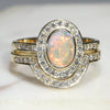 Natural Australian Solid Opal & Diamond Gold Engagement and Wedding Ring Set-  Size 7 Code- RL8