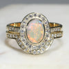 Natural Australian Solid Opal & Diamond Gold Engagement and Wedding Ring Set-  Size 7 Code- RL8