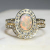 Opal Engagement and Wedding Gold Ring Set