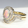 Natural Australian Solid Opal & Diamond Gold Engagement and Wedding Ring Set-  Size 7 Code- RL8