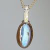 Natural Australian Bolder Opal 10k Gold and Diamond Pendant