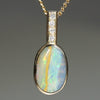 Natural Australian Boulder Opal and Diamond Gold Pendant Code -GPA134