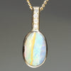 Natural Australian Boulder Opal and Diamond Gold Pendant Code -GPA134