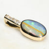 Natural Australian Boulder Opal and Diamond Gold Pendant Code -GPA134