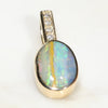 Natural Australian Boulder Opal and Diamond Gold Pendant Code -GPA134