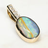 Natural Australian Boulder Opal and Diamond Gold Pendant Code -GPA134