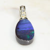 Natural Australian Boulder Opal Gold and Diamond Pendant