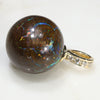 Natrual Matrix Opal 10k Gold Ball Pendant