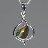 Natural Australian Solid Boulder Opal White Gold Pendant