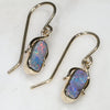Natural Australian  Boulder Opal Gold Earrings (8 x 3mm) Code GE41