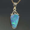 Natural Australian Black Opal 18k Gold Pendant