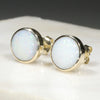 Natural Australian White Opal Gold Earring Studs (7 x7mm) Code GE37