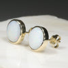 Natural Australian White Opal Gold Earring Studs (7 x7mm) Code GE37