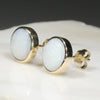 Natural Australian White Opal Gold Earring Studs (7 x7mm) Code GE37