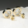 Natural Australian White Opal Gold Earring Studs (7 x7mm) Code GE37