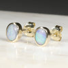 Natural Australian Boulder Opal Gold Earring Studs (4.5 x 3.5mm) Code GE38