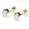 Natural Australian Boulder Opal Gold Earring Studs (4.5 x 3.5mm) Code GE38