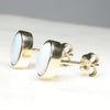 Natural Australian White Opal Gold Earring Studs (6.5 x 4mm) Code GE33